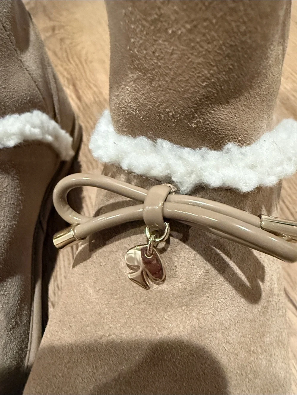 kate spade Tan Faux-Suede Faux-Shearling Mid-Calf Boots